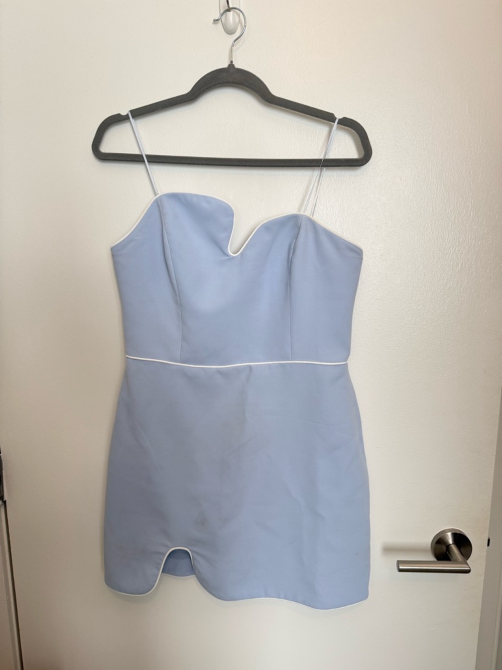 Amanda Uprichard Puzzle Dress Strapless Mini Dress in Arctic & White - Picture 2 of 5